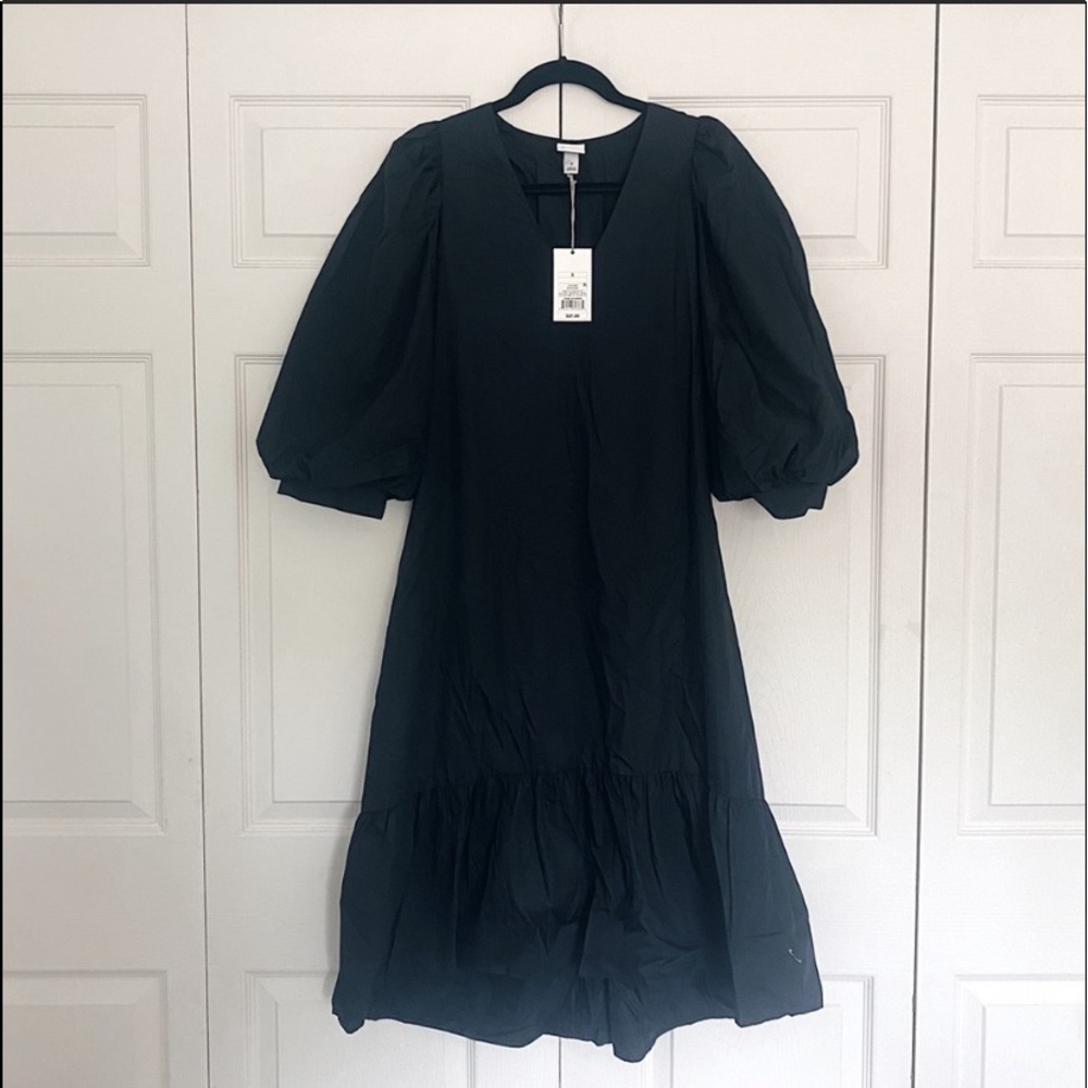 Black dress with puff sleeves